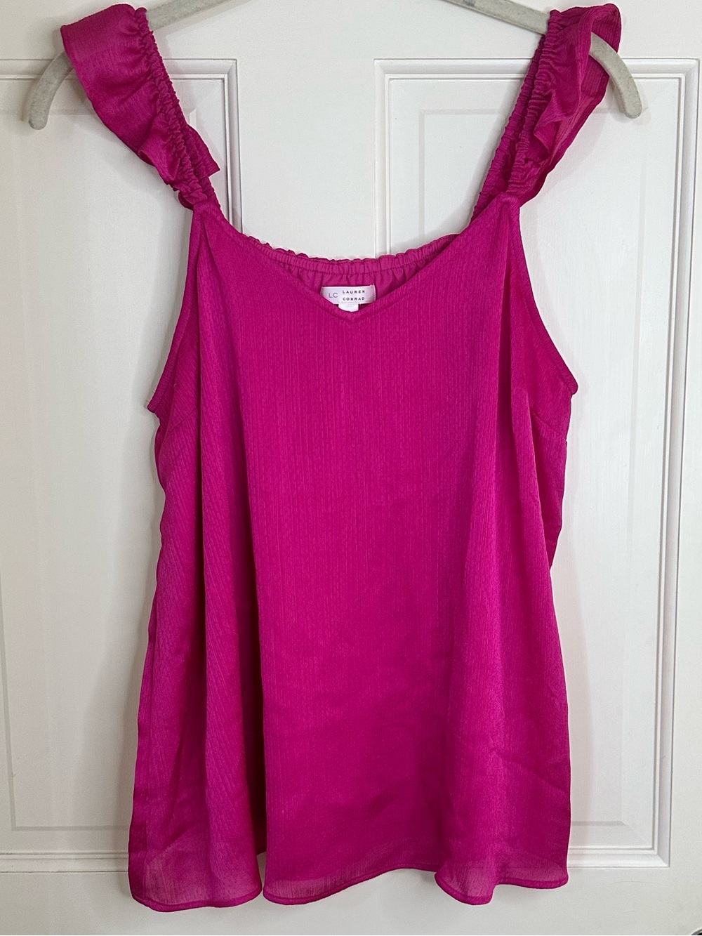 LC Lauren Conrad Fuchsia Ruffle Strap Camisole